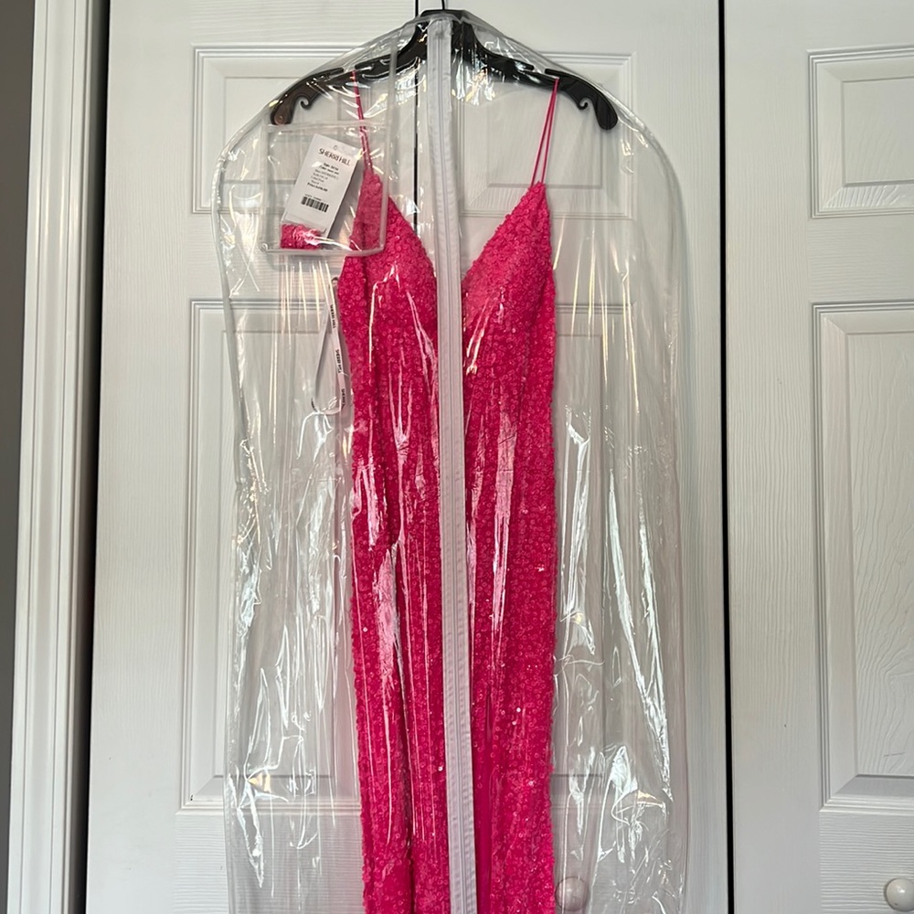 PROM dress, hot pink with glitter, with slit on left side, worn twice